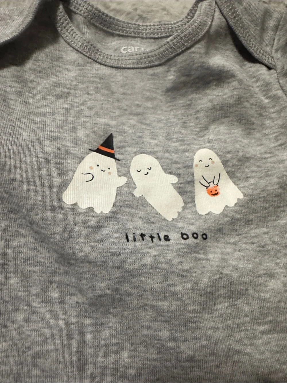 Carter's Gray Bodysuit with Black Ghost-Print Pants
